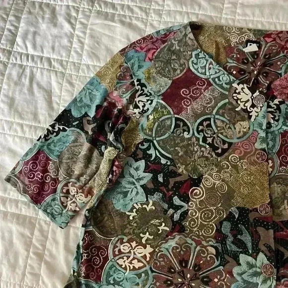 Vintage boho hippie button up shirt basic editions women's 3XL oversized draped - Picture 5 of 7